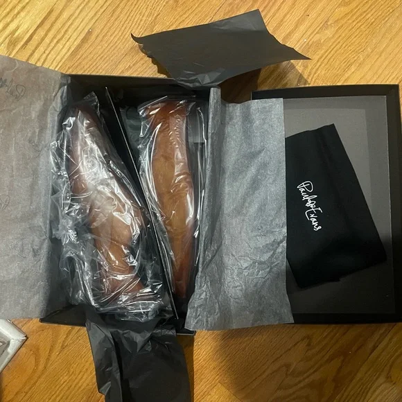 Paul Evans Havana Brown Vero Cuoio Tan Leather Wholecut Oxford shoes Sz 9.5 - Picture 2 of 14